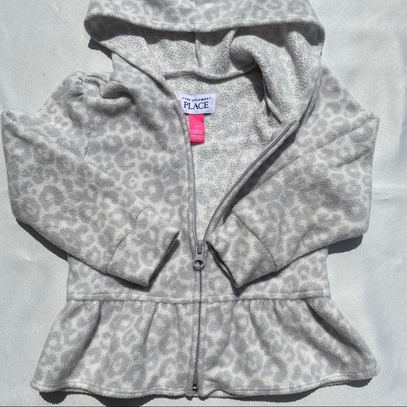 Childrens Place White/Grey Leopard Print Hoodie - Picture 13 of 15